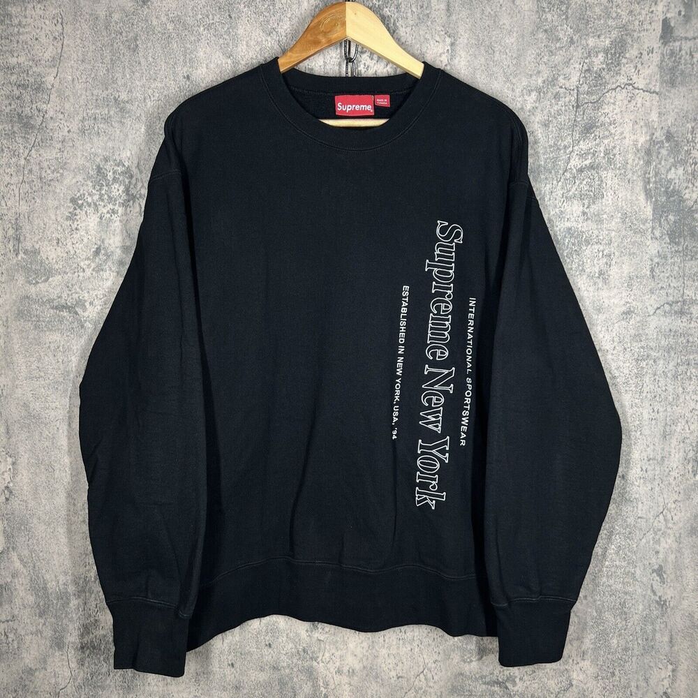 Supreme Side‎ Logo Crewneck Black New York FW20